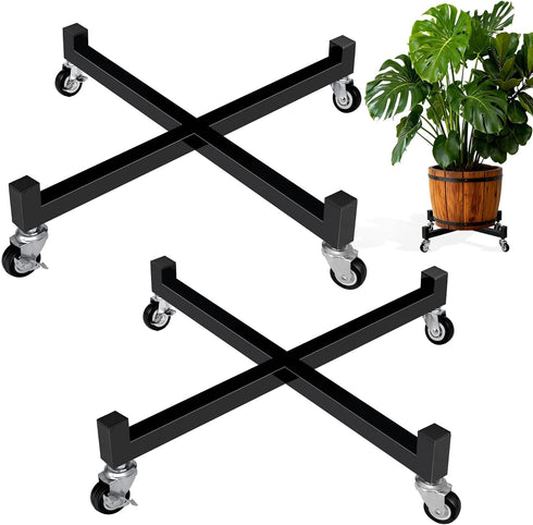 2 Pack 10" Plant Caddy with Wheels, Heavy Duty Metal Rolling Plant