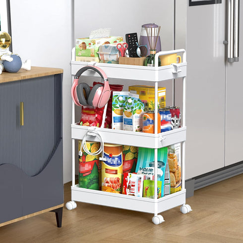 SOLEJAZZ 3 Tier Rolling Storage Cart with Wheels Slim Craft Nail Makeup