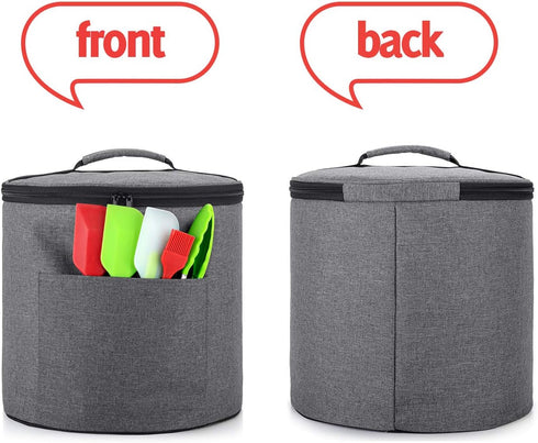 Luxja Gray Dust Cover with Zipper Closure for 6 Quart Instant Pot, Enclosed Bottom, Medium with Accessories Pockets
