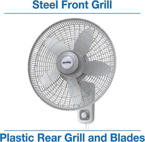 Air King 9018 Commercial Grade Oscillating Wall Mount Fan, 18-Inch, White