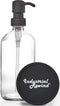 Matte Black Soap Dispenser Pump on Clear 16oz Durable Glass Bottle for Kitchen Sink or Restroom Vanity