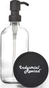 Matte Black Soap Dispenser Pump on Clear 16oz Durable Glass Bottle for Kitchen Sink or Restroom Vanity
