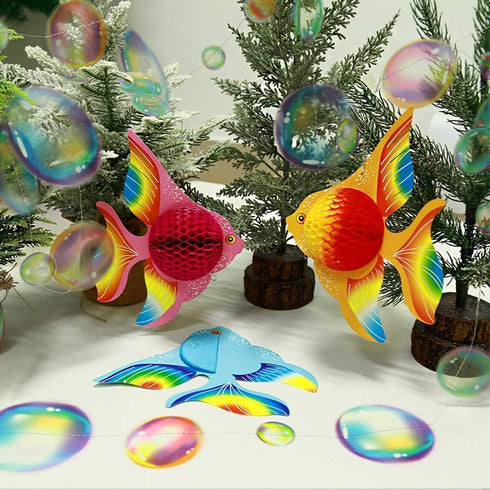 Cheerland Under The Sea Party Decorations - Tropical Fish Bubble Garland, Mermaid Birthday Supplies, Ocean Backdrop