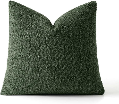 Pack 1 Decor,18x18 Inch MIULEE Textured Boucle Throw Pillow Cover Dark Green Accent Solid Lumbar Pillow Case Decorative