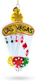 Las Vegas Casino Blown Glass Christmas Ornament with Playing Cards & Chips