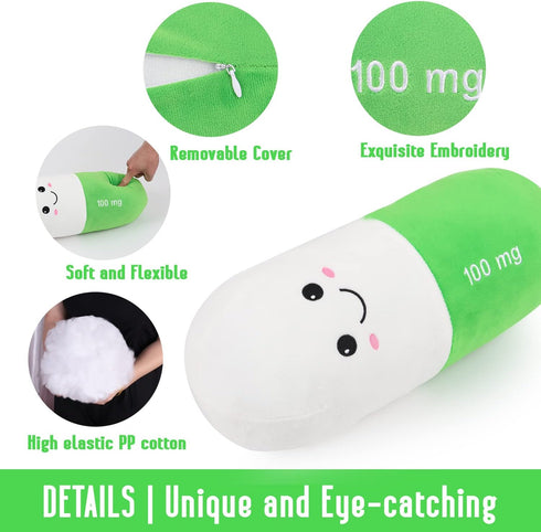 Sexysamba Y2K Pill Pillow Neck Roll Pillow Cute Preppy Room Decor Chill Pillows with Washable Cover, Funny Aesthetic