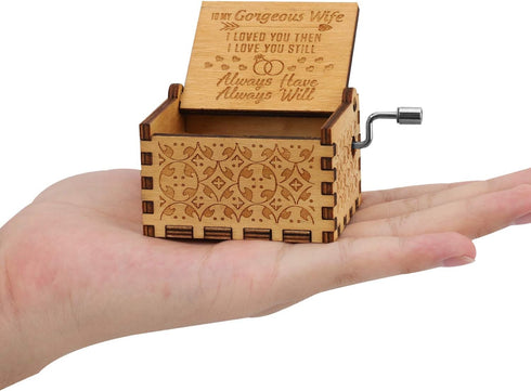You are My Sunshine Wood Music Box, Laser Engraved Vintage Musical Box Gifts for Girlfriend, Family, Friends