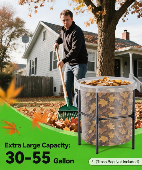 Tuohours 30-55 Heavy-Duty Garden Trash Bag Holder Gallon Outdoor Yard Waste Bag Stand Metal Frame Lawn Leaf Bag Holders