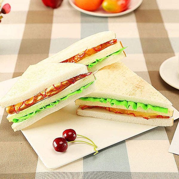 Kmiunty 3PCS Simulation Food Artificial Sandwich Fake Food Bread Model Photography Prop for
