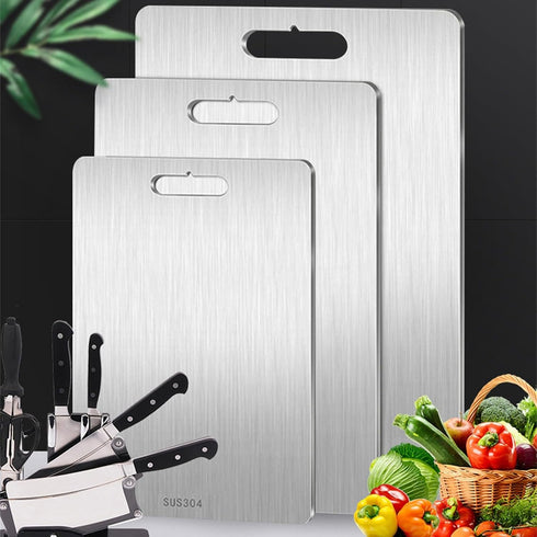 WLWXMH (14.2 9.9) Titanium Cutting Board, Titanium Cutting Boards for Kitchen Cooking, Double Sided Stainless Steel