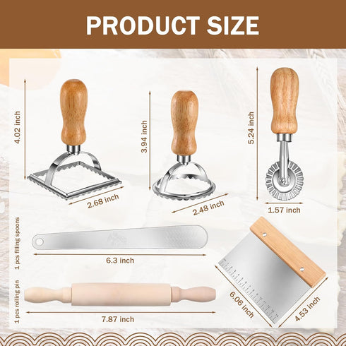 9 Set 1 1 1 1 1 1 3 Baderke Pcs Pasta Making Tool Include Bamboo Drying Rack Ravioli Press Gnocchi Board Cutter Rolling