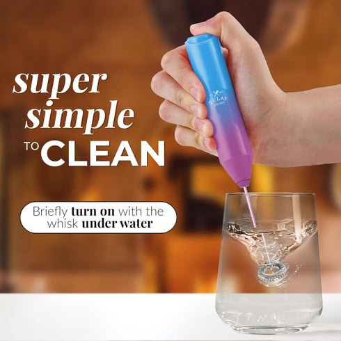 Zulay Kitchen Duracell Powered Milk Frother - Handheld Foam Maker for Coffee, Latte, Matcha, Mini Foamer (Teal/Pink)