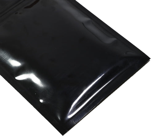 QQ Studio Double-Sided Metallic Foil Locking Bag, 7.5x10cm (3x4), Durable Flat Style, Black