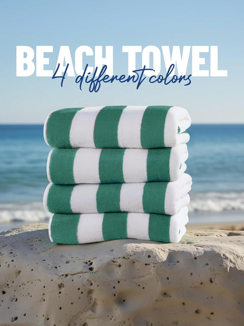4 Pack 30 60 Inches, 100% Utopia Towels Cabana Stripe Beach Towel, by Oversized Ring Spun Cotton Pool Towels, Highly
