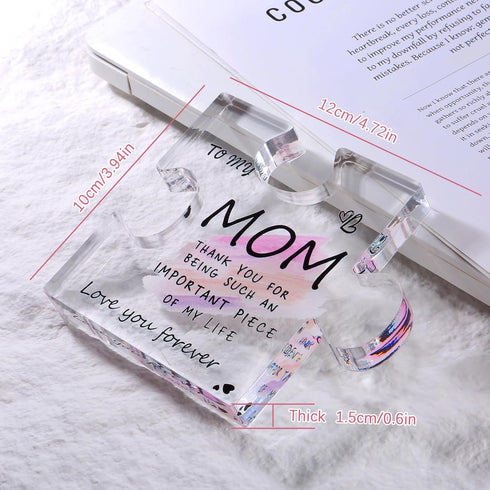 Best Mom Ever Gifts from Daughter, Son: Acrylic Puzzle-Shaped Plaque Desk Decorations Present - Unique Birthday
