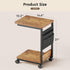 2-Tier YeTom Side Table,C Table with Storage Shelf, End Table with a Storage Bag, Sofa Table with Wheels for Living