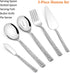E-far Hammered Serving Utensils, 5-Piece Stainless Steel Square Hostess Serving Set, Mirror Finished & Dishwasher Safe