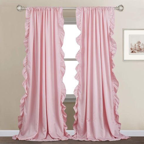 StangH Kids Curtains for Bedroom, French Romantic Style Ruffled Blush Curtains Soft