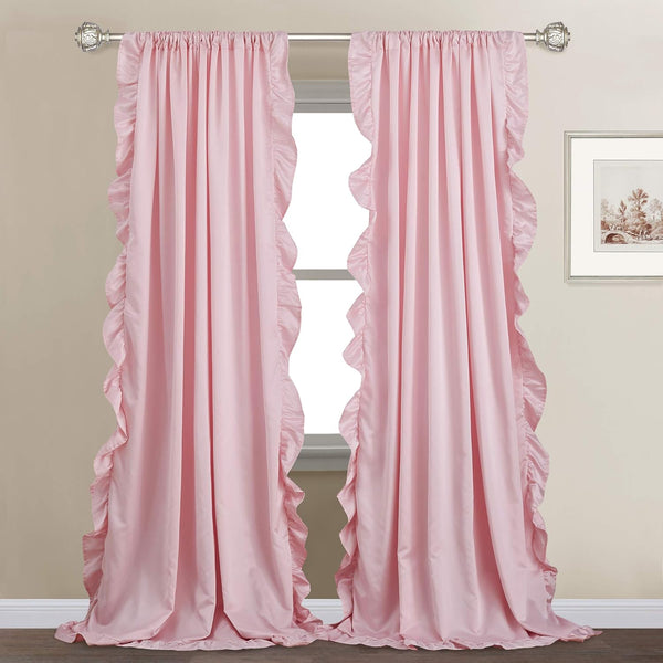 StangH Kids Curtains for Bedroom, French Romantic Style Ruffled Blush Curtains Soft