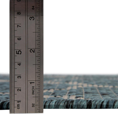 Unique Loom Trellis Collection Area Rug (Teal/ Gray, 3' 3" Round) for Outdoor Spaces