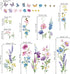 decalmile Summer Garden Flower Double Sided Window Clings, Spring Wildflower Purple Floral Iris Butterflies Decals