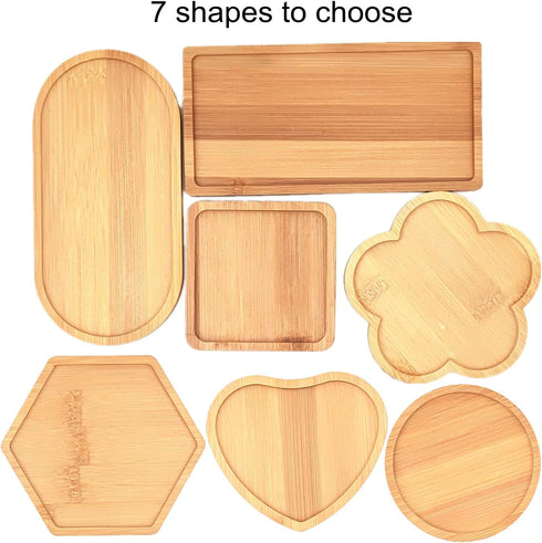 4PCS Mosaic Bamboo Coasters - Blank Base Trays for Crafts, Drinking Cup Coaster, DIY Mosaic Supplies