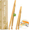 Walfos Bamboo Toaster Tongs - Wood Tongs for Cooking, Ideal for Toaster, Fruits, Bread & Pickles, Set of 2 (8" & 10")