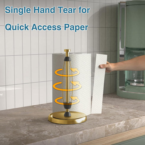 Countertop, Paper Towel Holder Gold Kitchen Accessories Decor, Stainless Steel, Weighted Base, Gold, Paper Towel Roll