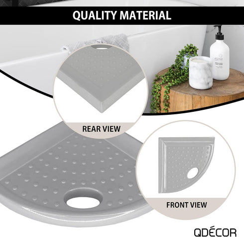 Questech Decor Corner Shower Footrest - Shower Shaving Shelf for Inside Shower Tiled Walls, Cool Gray