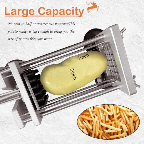 LILALIWA 1/2-inch 3/8-inch French Fry Cutter, Manual Potato Cutter with and blades for cutting potatoes and vegetables