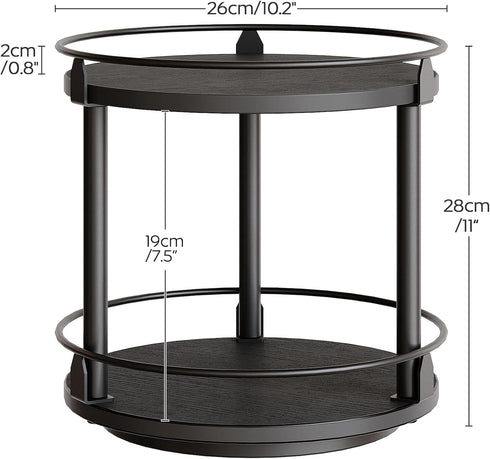 2 Countertop SR22BK YATINEY Lazy Susan Organizer, Rotating Spice Rack, Tier Spice Turntable Organizer, Industrial