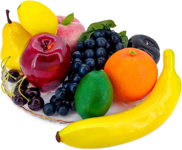 Lorigun Artificial Fruits Set for Decoration - Fake Fruits Props, 10 Kinds of Fruit (Total 12 Pcs)