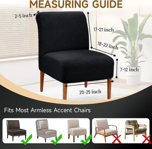 XIAROGEE Armless Armless 1) Teddy Wool Accent Chair Cover Soft Chair Slipcover Accent Chairs Covers without Arms