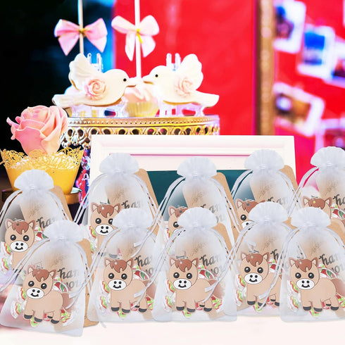 24 Pack Pony Keyring Party Favor - Guest Return Gift for Pony Lovers, Farm Animal Themed Party, Baby Shower