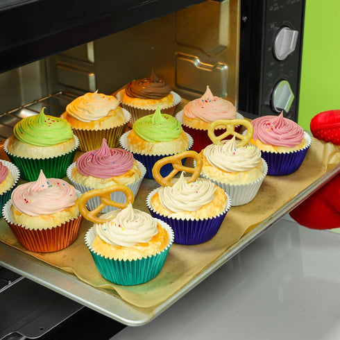 Gifbera Mini Foil Cupcake Liners Metallic Wrappers Muffin Baking Cups 300 Count, Navy Blue by GiFBERA