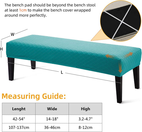 YISUN Jacquard Dining Bench Covers, Stretch Washable Removable Slipcover, Rectangle Seat Protector for Dining Rooms,