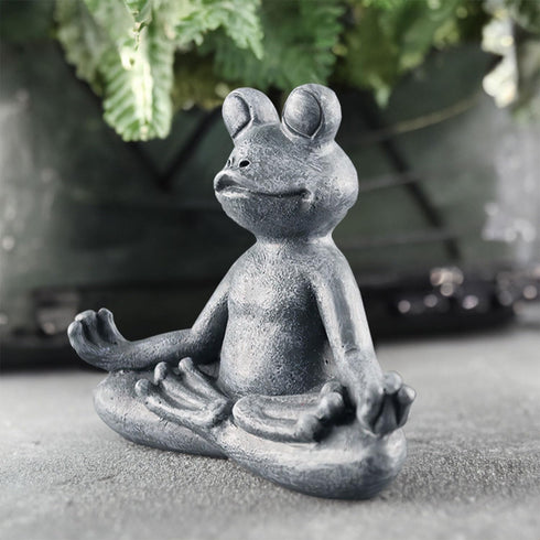 Zen Yoga Frog Meditation Statue - Miniature Slimming Frog Garden Decoration for Lawn and Garden Decor (Premium Gray)