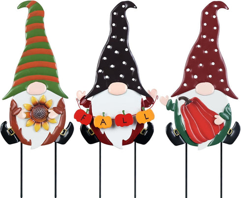 YEAHOME Fall Decorations for Home Outdoor, 3 Pack Gnomes Decorative Garden Stakes for Autumn Lawn Decor