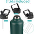 Insulated Water Bottle with Straw, 87 oz Water Jug with Carrying Bag, Paracord Handle, Double Wall Vacuum Flask, Dark