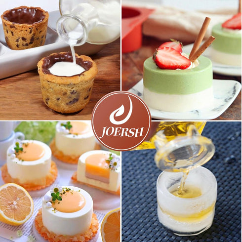 JOERSH 2Pcs Cookie Shot Glass Mold, 6-Cavity Round Silicone Mold for Chocolate, Candy, Pudding, Mousse Dessert