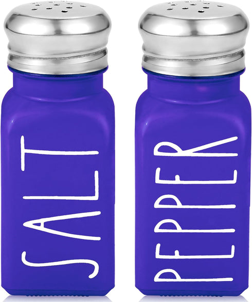 Purple Salt and Pepper Shakers Set by Brighter Barns, Modern Farmhouse Kitchen Decor with Glass Shakers & Lids