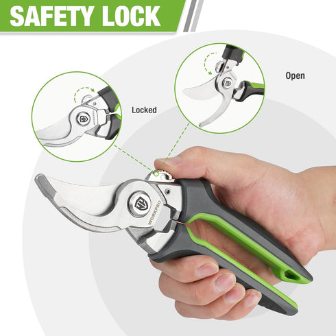 WORKPRO Garden Bypass Pruning Shears, 8.5" Scissors with CRV Forged Blades for Cutting Bonsai, Branch, Herb
