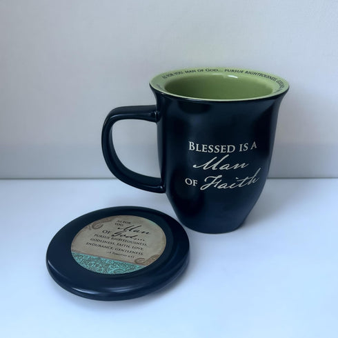 Man of Faith Ceramic Mug and Coaster Set, 14 Ounce, by Abbey Gift