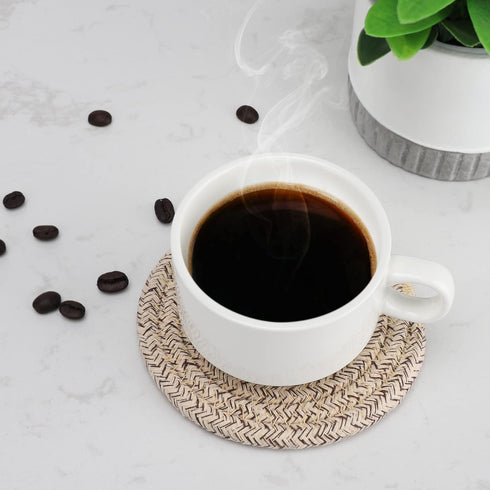 8 Set 4.3 inches ABenkle Pcs Drink Coasters with Holder, Cotton Woven Absorbent Coasters for Drinks, Minimalist Home