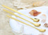 Gold Long Handle Spoon Stir Stick - 5.7inch Square Head Stainless Steel Stirrer for Coffee & Tea Mixing