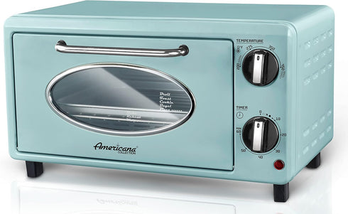 Elite Gourmet by Maximatic Americana Collection ETO147M Diner 50’s Retro Countertop Toaster Oven, 1000W, Mint