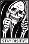 Stay Positive Skull Metal Sign Decor, 12" x 8" for Grunge, Goth, and Emo Room Styles