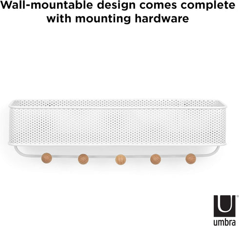Umbra Estique Entryway Organizer – Great for Storing Keys, Small Accessories, Mail, Wallets and More, White Finish