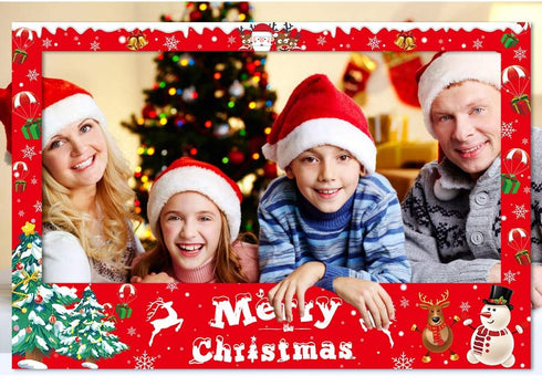 Christmas Photo Booth Props Frame, Party Supplies for Xmas/Winter/Holiday New Year Decorations