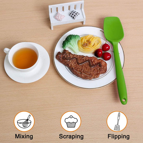 uxcell Silicone Spatula Set, Heat Resistant Kitchenware for Cooking, Baking, and Mixing - Green